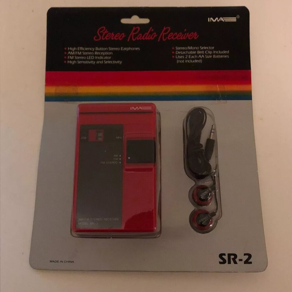 Stereo Radio Receiver with Earphones AMPM High Efficiency SR-2, IMA, New/Sealed